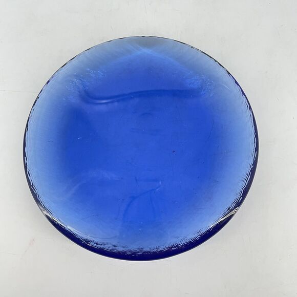 Fire & Light Cobalt Blue Recycled Textured Glass Candle Stand Paperweight 8” - Picture 2 of 5